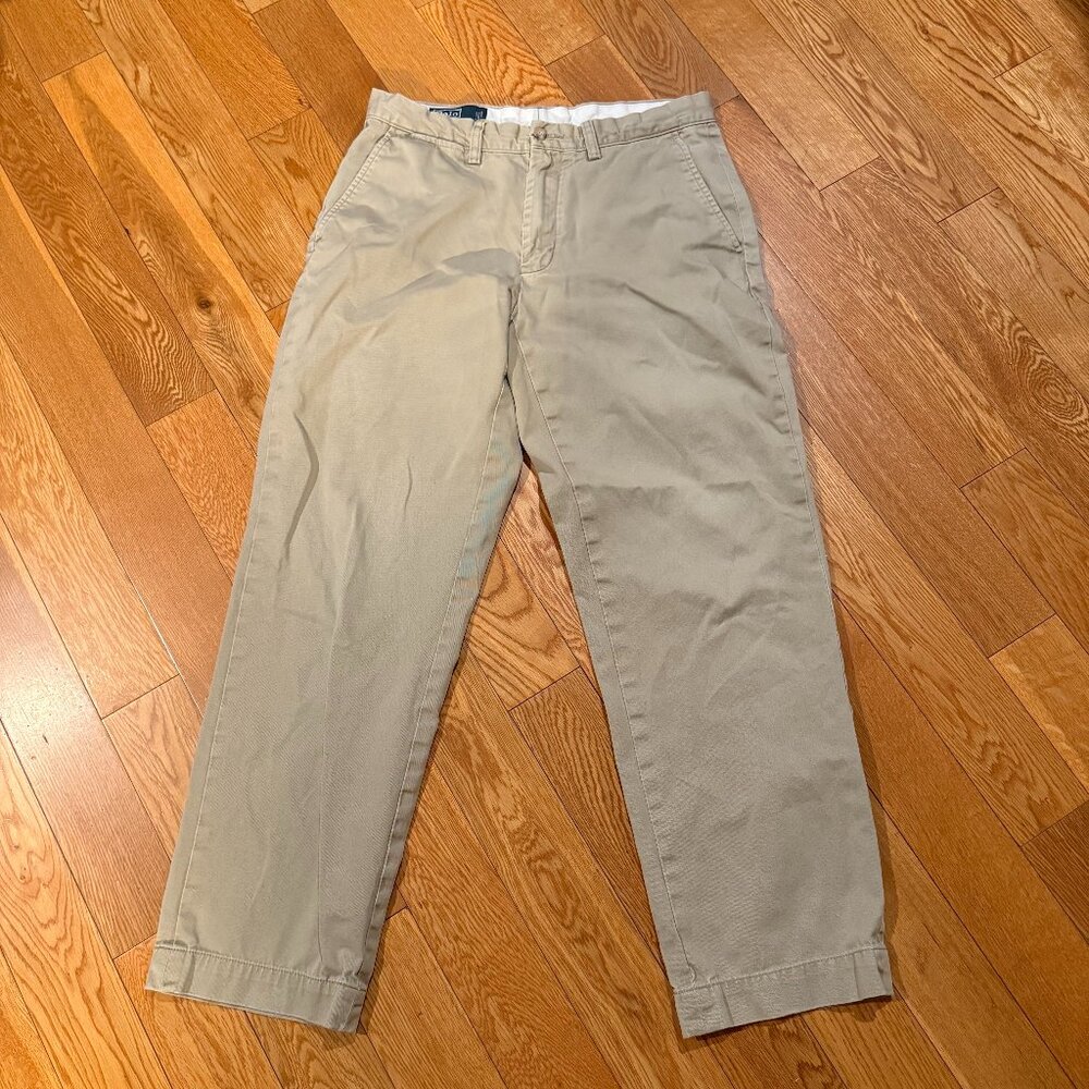 Polo by Ralph Lauren Preston Pant Trousers Size 31/30 Cotton Khaki Pony